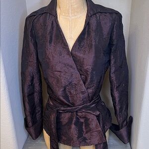 From Lima, Peru Michelle Belau Brown Embroidered Cross Over Wrap Jacket-Medium 🤎